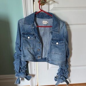Alice + Olivia Distressed Blue Jean Jacket